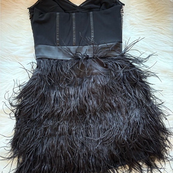 bebe Strapless Black Feather Dress - Picture 2 of 4